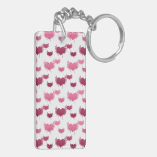 Cute Red and Pink Hearts with Wings Key Ring