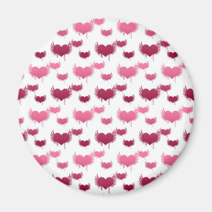 Cute Red and Pink Hearts with Wings Magnet