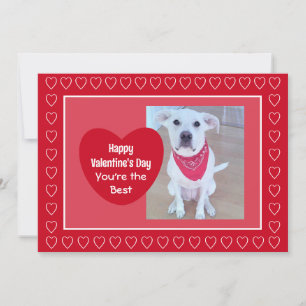 Cute Red and Pink One Photo Heart Valentine's Day Holiday Card
