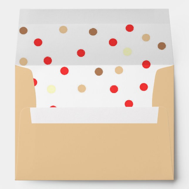 Cute Red and Tan Polka Dot Envelope (Back (Bottom))