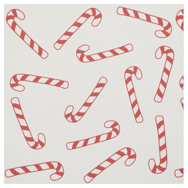 Cute Red and White Candy Cane Christmas Pattern  Fabric (Swatch)