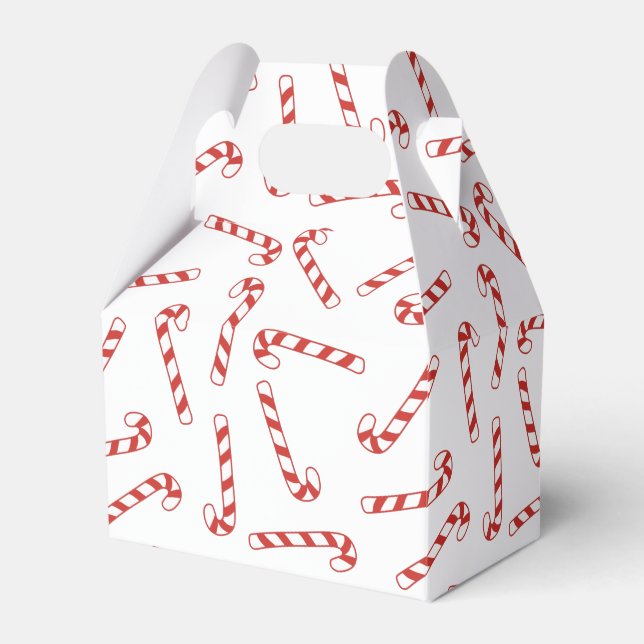 Cute Red and White Candy Cane Christmas Pattern  Favour Box (Front Side)