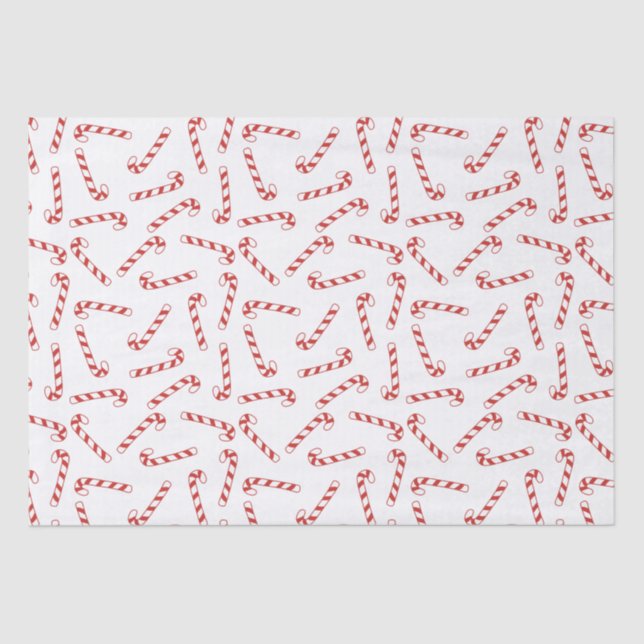Cute Red and White Candy Cane Christmas Pattern  Tissue Paper (Front)