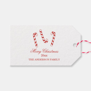 Cute Red and White Candy Canes Christmas  Gift Tags