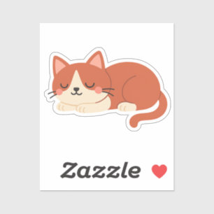 Cute Red and White Cat – Sleeping Kitty