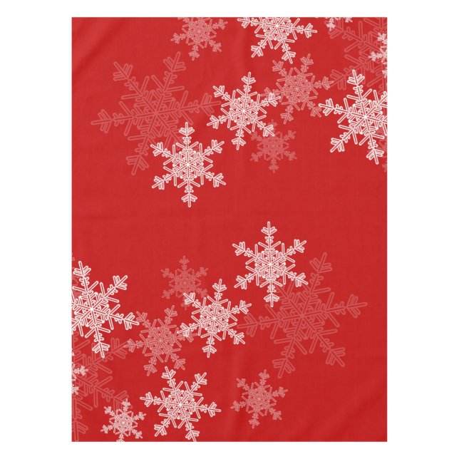 Cute red and white Christmas snowflakes Tablecloth (Front)
