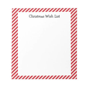 Cute Red and White Christmas Wish List Notepad