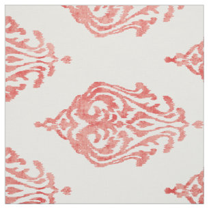 Cute red and white damask ikat tribal patterns fabric