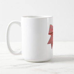 Cute Red and White Gingham Plaid Ribbon Bow Coffee Mug