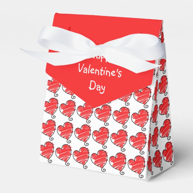 Cute Red and White Hearts Valentine Favour Box (Front Side)