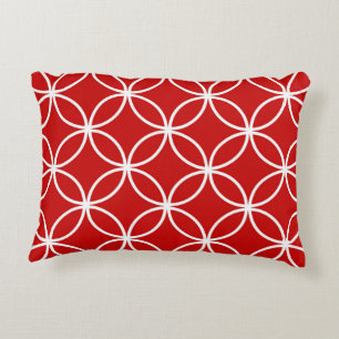 Cute Red and White Pattern Geometric Circles Decorative Cushion