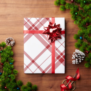 Cute Red and White Plaid Christmas Wrapping Paper