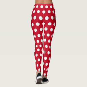 Cute Red and White Polka Dot Pattern Leggings