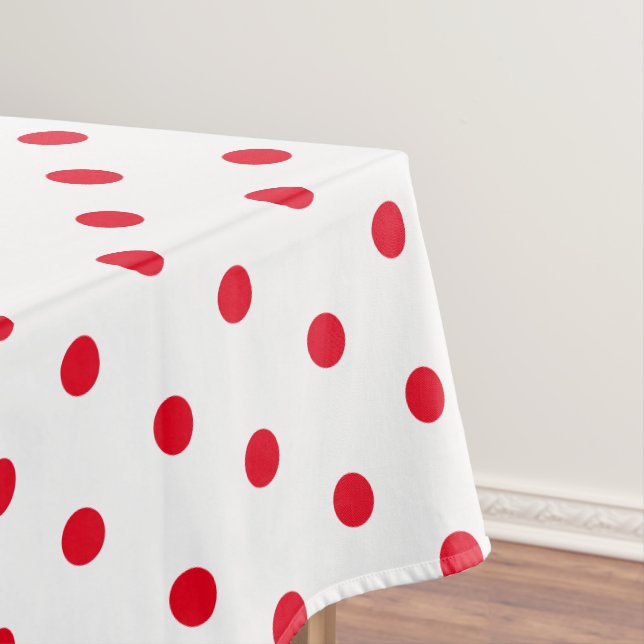 Cute Red and White Polka Dots Tablecloth (In Situ)