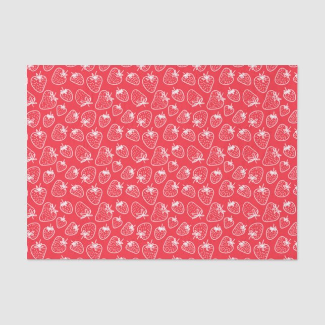 Cute Red and white Strawberry Pattern Tissue Paper (Front)