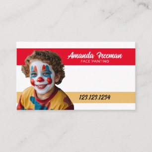 Cute Red and Yellow Clown Paint Face Painter Business Card