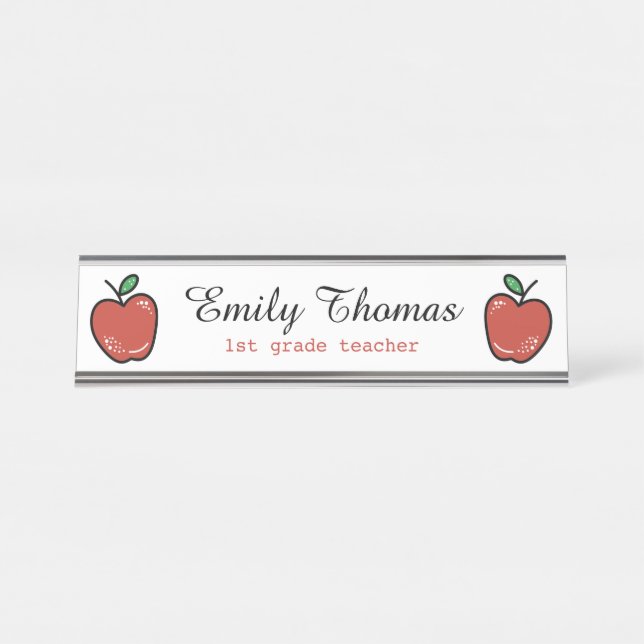 Cute Red Apples Class Teacher Desk Name Plate (Front)