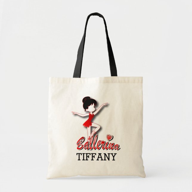 Cute Red Ballerina Girl | Ballet Dancer Tote Bag (Front)