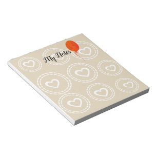 Cute Red Balloon & Hearts Notepad