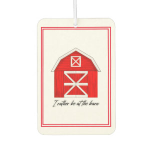 Cute Red Barn Drawing I Rather be at the Barn Car Air Freshener