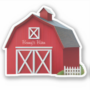 Cute Red Barn Farm Personalized Vinyl 