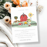 Green Country Farm Tractor Party Thank You Cards - The Card Zoo