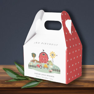 Cute Red Barnyard Farm Animal Any Age Birthday Favour Box