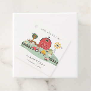 Cute Red Barnyard Farm Animal Any Age Birthday Favour Tags