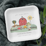 Cute Red Barnyard Farm Animal Any Age Birthday Paper Plate<br><div class="desc">For any further customisation or any other matching items,  please feel free to contact me at yellowfebstudio@gmail.com</div>