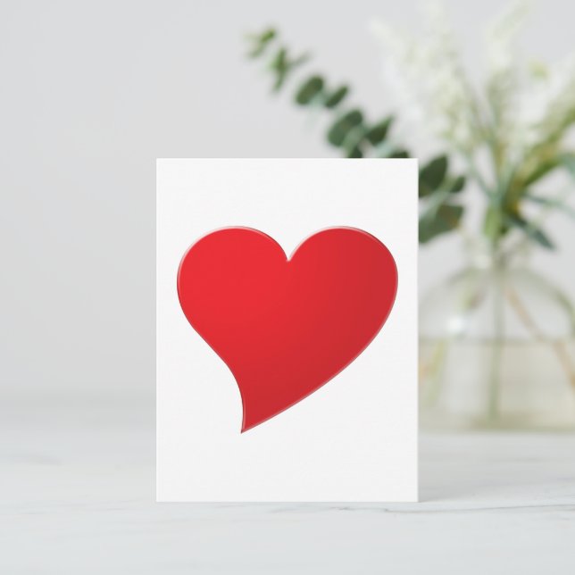 Cute red big heart minimalist modern elegant postcard (Standing Front)