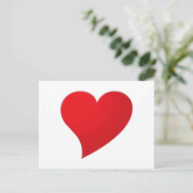 Cute red big heart minimalist Modern Valentine’s Postcard (Standing Front)