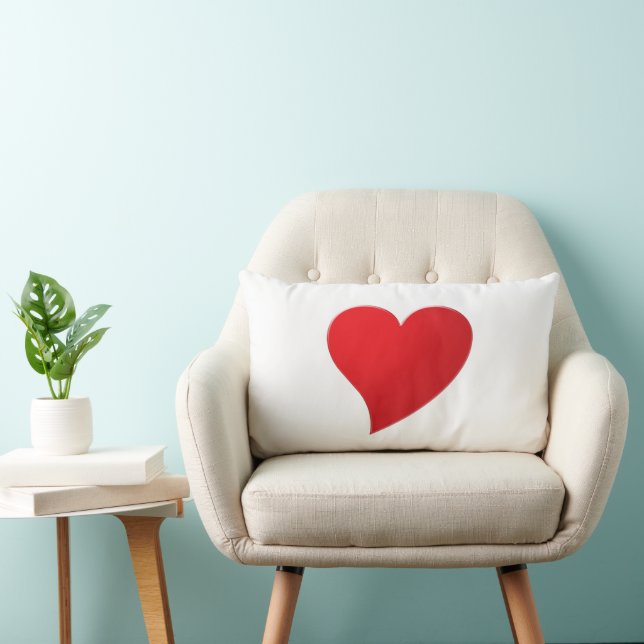 Cute red big heart minimalist modern Valentine's Lumbar Cushion (Chair)