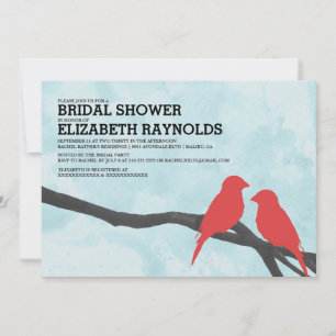 Cute Red Bird Bridal Shower Invitations