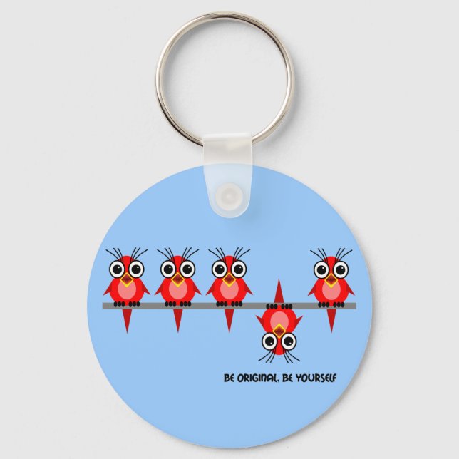 cute red birds key ring (Front)