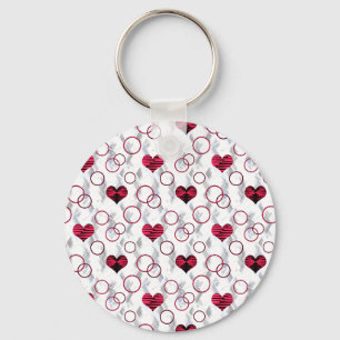 Cute red black hearts key ring