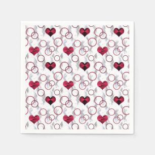 Cute red black hearts napkin