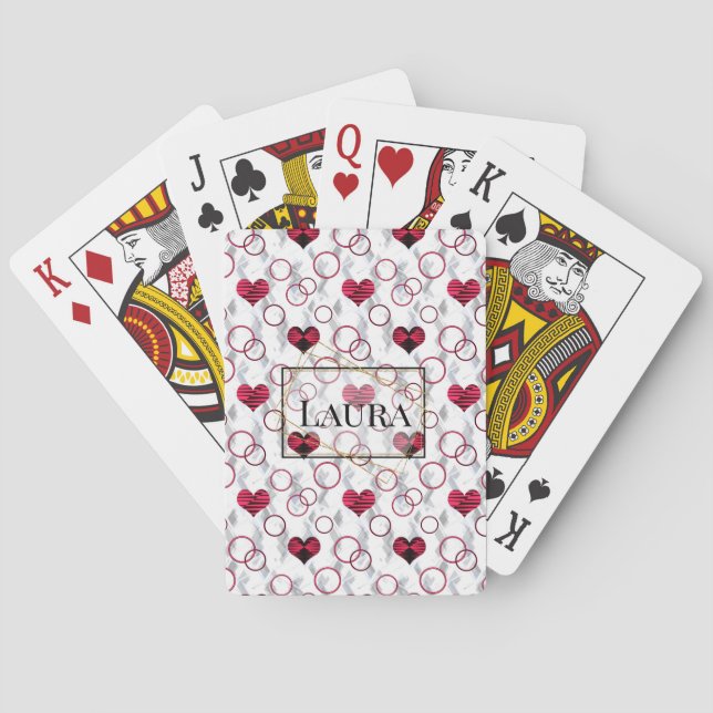 Cute red black hearts playing cards (Back)
