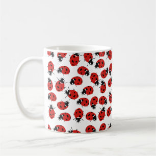 Cute Red & Black Ladybug Pattern   Coffee Mug