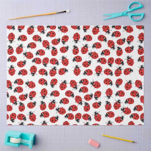 Cute Red & Black Ladybug Pattern  Tissue Paper (Craft)