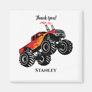 Cute Red Black Name Monster Truck Thank You Magnet