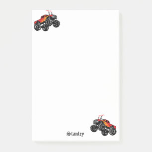Cute Red Black Personalised Monster Truck Post-it Notes
