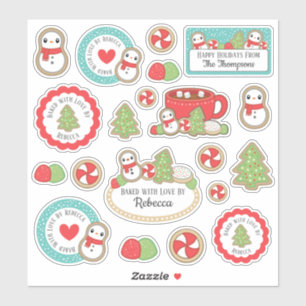 Cute Red & Blue Holiday Baking Cookie Illustration