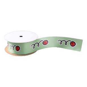 Cute red bocce ball design custom gift ribbon satin ribbon
