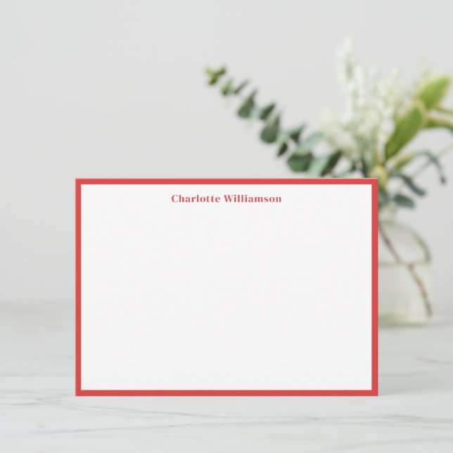 Cute Red Border Simple Personalised Stationery Thank You Card (Standing Front)