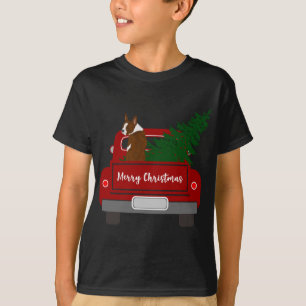 Cute Red Boston Terrier - retro Christmas T-Shirt