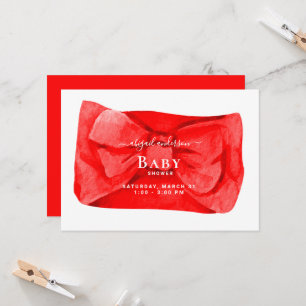 Cute Red Bow Baby Shower Invitation