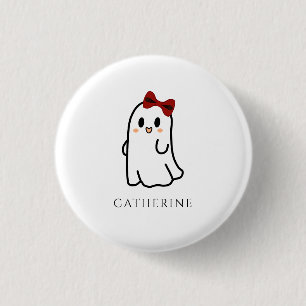 Cute Red Bow Halloween Ghost Girly 3 Cm Round Badge