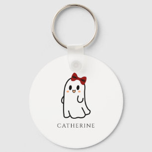 Cute Red Bow Halloween Ghost Girly  Key Ring