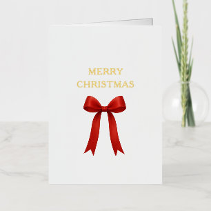  Cute Red Bow Merry Christmas Foil Holiday Card