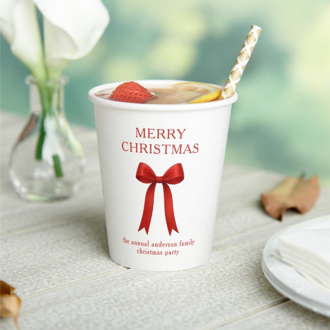  Cute Red Bow Merry Christmas Paper Cups (Insitu)